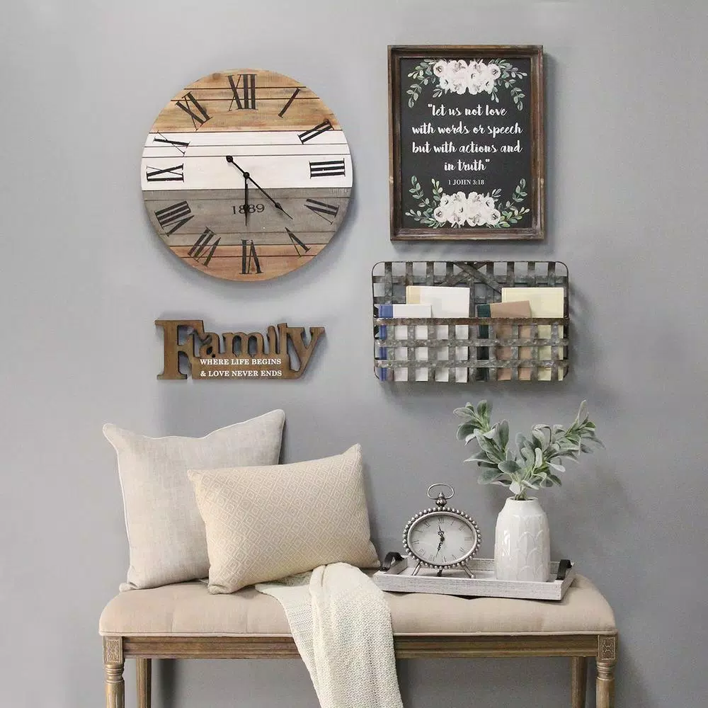 Stratton Home Decor 21" Winston Rustic Wall Clock with Wood Grain Face