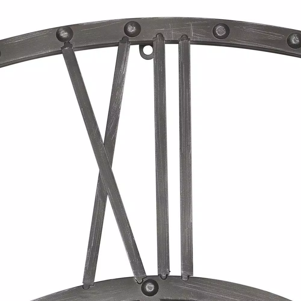 Utopia Alley Rivet Roman Industrial Oversize Wall Clock, 45-inch, Distressed Gray Metal