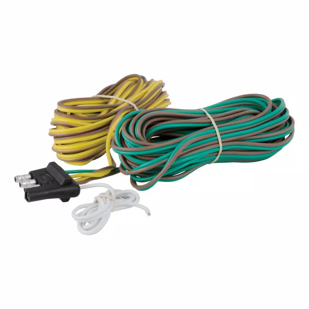 CURT 4-Way Flat Trailer Connector Kit with 20' Color-Coded Wires