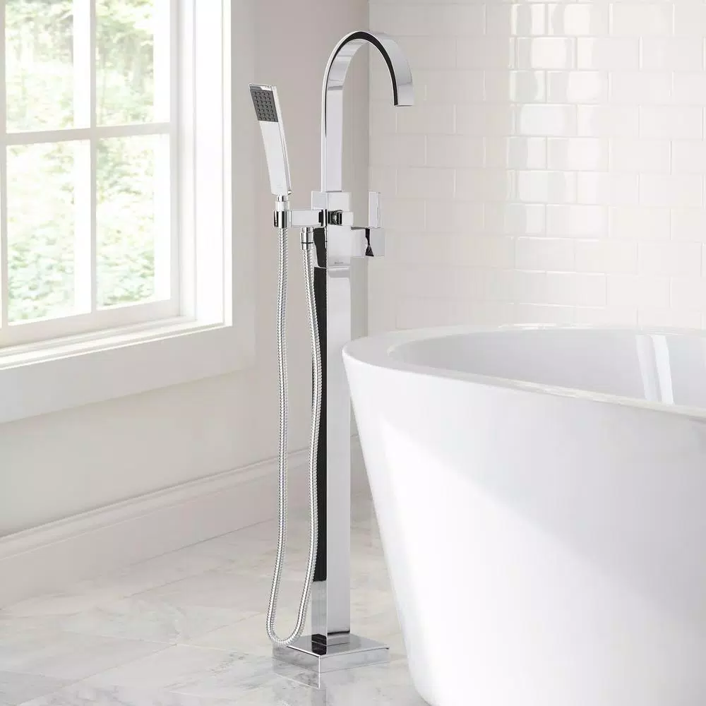 Glacier Bay Farrington Freestanding Floor Mount Tub Faucet with Handheld Handshower, Chrome