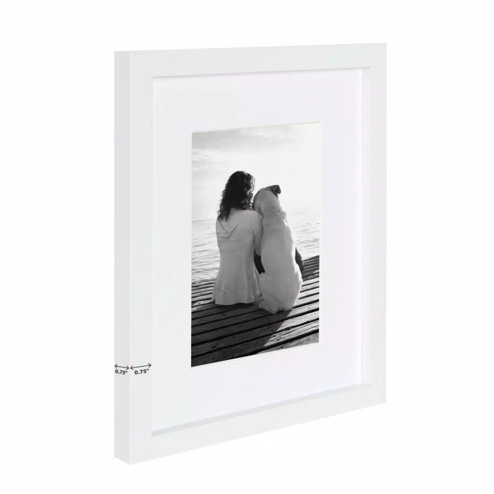 DesignOvation Gallery Wood Photo Frame Set, White Satin Finish, Matted to 5x7 in. (Set of 4)