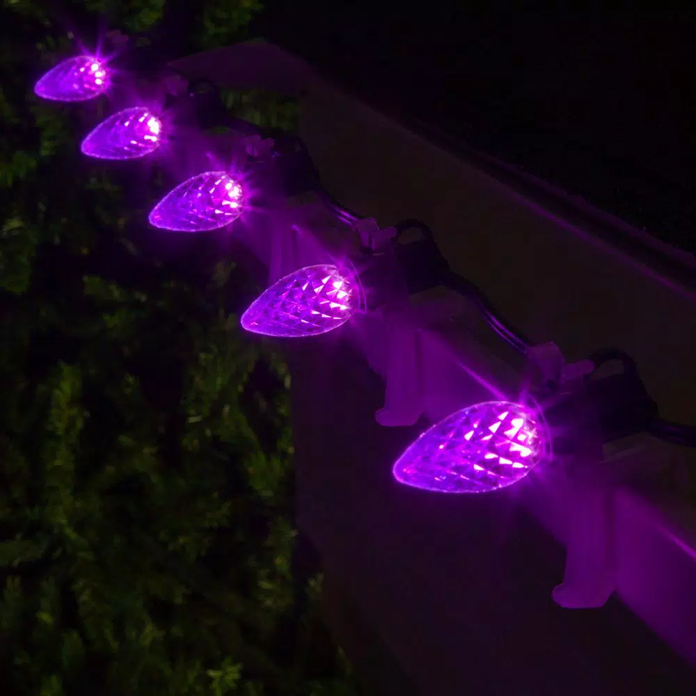 Wintergreen Lighting OptiCore C7 LED Purple Faceted Replacement Light Bulbs, 25-Pack
