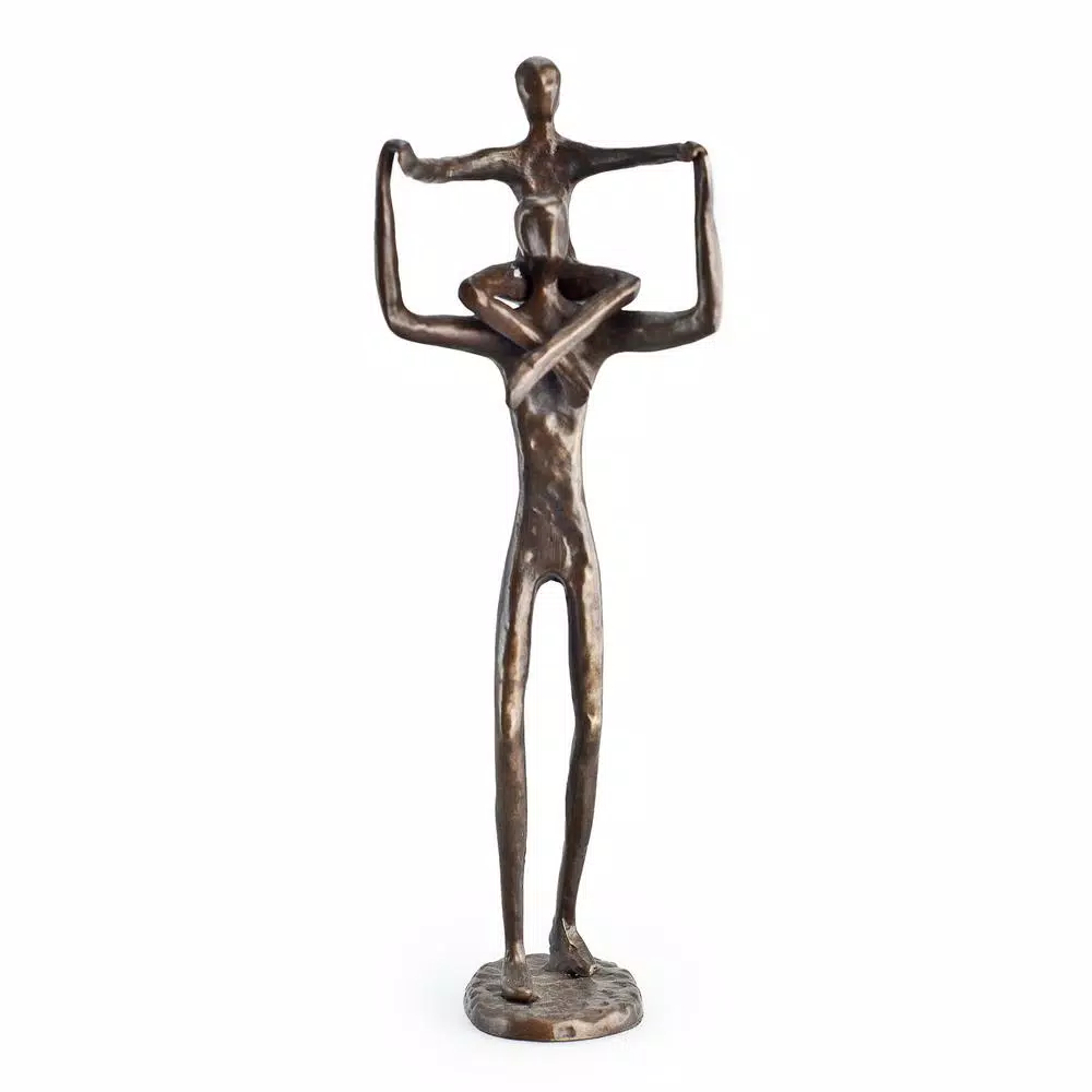 Danya B Proud Father and Child Bronze Sculpture - Handcrafted Sand Cast Metal Statuary