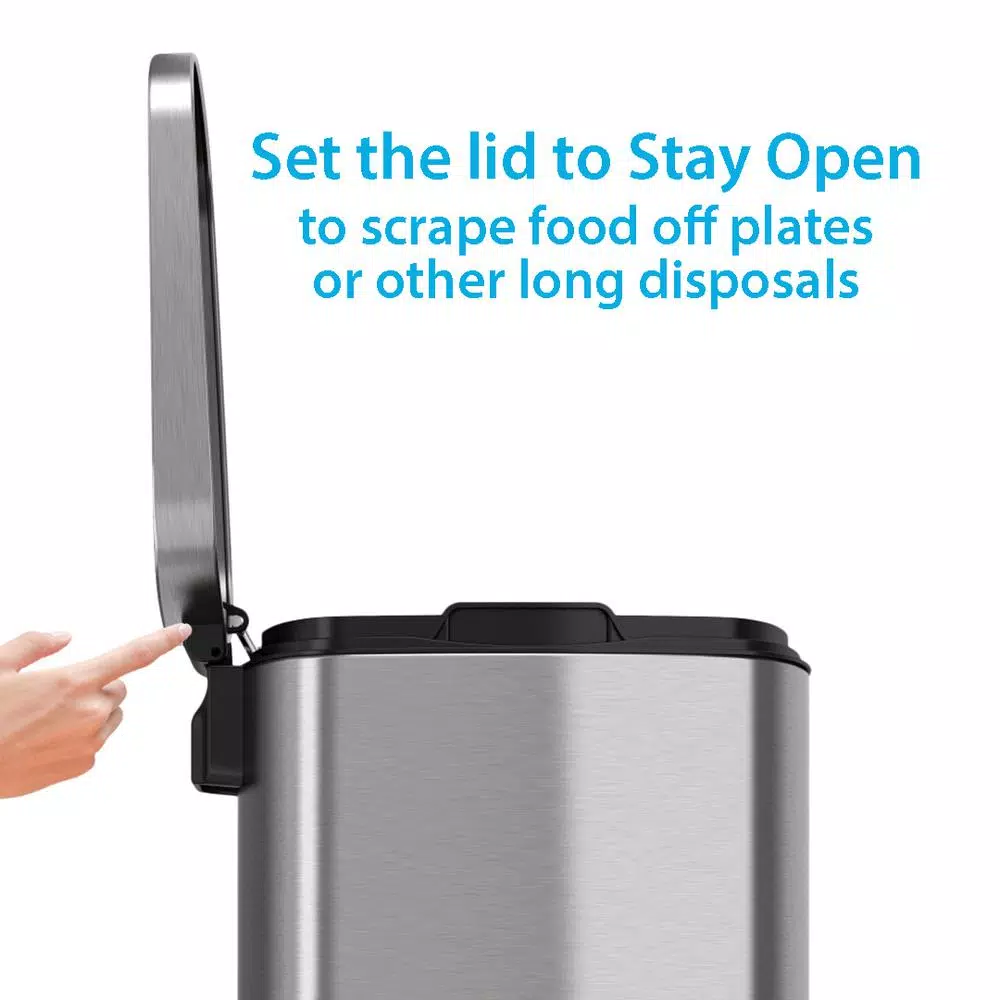 iTouchless SoftStep 8 Gal. Stainless Steel Step Trash Can with Odor Filter and Removable Inner Bucket