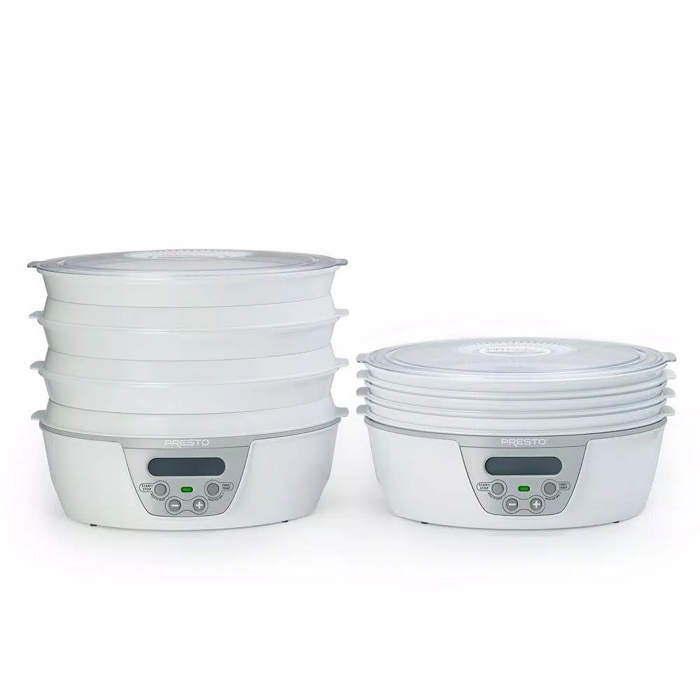 Presto Dehydro 6-Tray Digital Electric Food Dehydrator with Thermostat and Timer, White