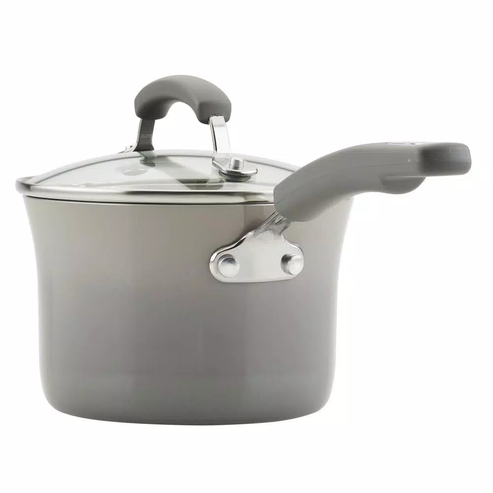 Rachael Ray Classic Brights 19-Piece Sea Salt Gray Nonstick Cookware Set with LocknLock Containers