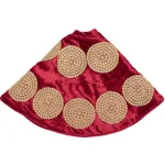 VHC Brands 21 in. Red Memories Glam Christmas Mini Tree Skirt with Gold Trim thumbnail 3