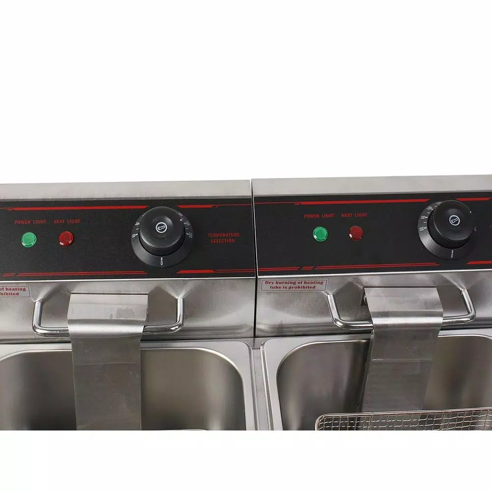 Costway 5000W Dual Tank Electric Countertop Deep Fryer, Stainless Steel Commercial & Home Restaurant Fryer