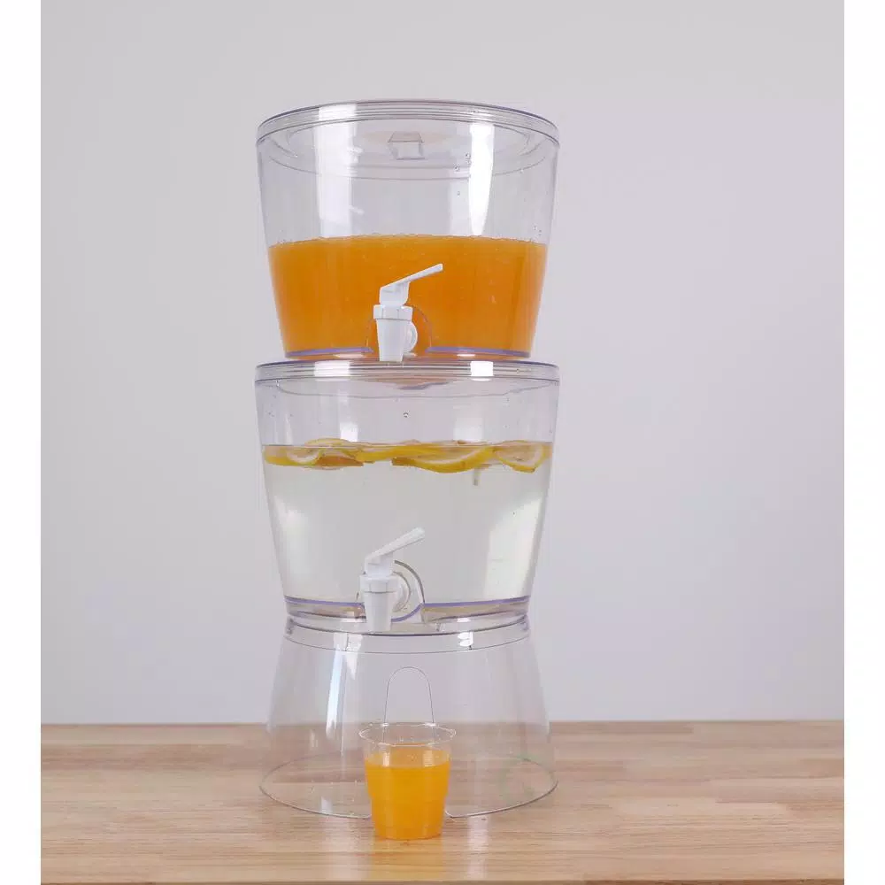 Basicwise Stackable 1.4 Gal. Juice and Water Beverage Dispenser with Stand, Clear