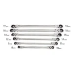 TEKTON 6-Piece Extra Long Flex-Head Ratcheting Box End Wrench Set, Metric 8-19 mm thumbnail 3