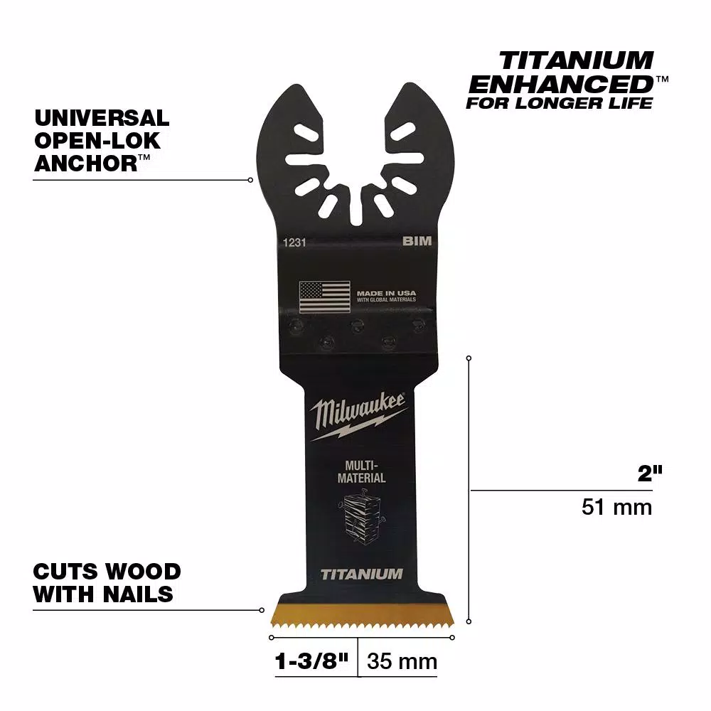 Milwaukee 1-3/8 in. Titanium Bi-Metal Universal Fit Oscillating Multi-Tool Blade