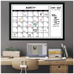 Amanti Art 38 in. W x 26 in. H Framed Glass Dry Erase Calendar Board, Mezzanotte Satin Black Wood thumbnail 5