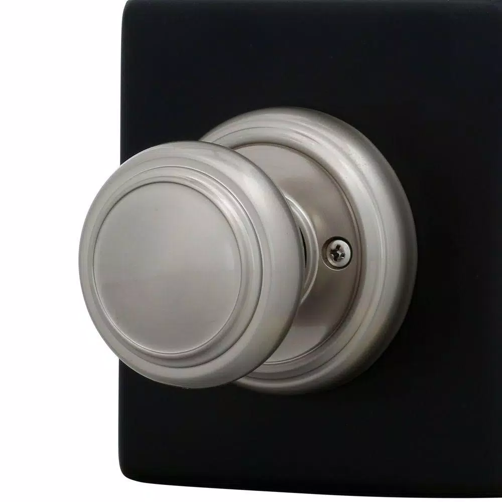 Baldwin Prestige Alcott Satin Nickel Passage Door Knobs, 4-Pack