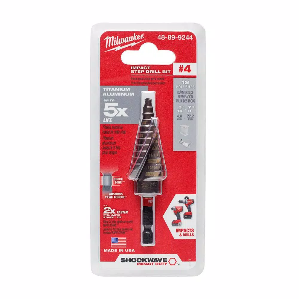 Milwaukee SHOCKWAVE 3/16 in. x 7/8 in. #4 Impact Duty Titanium Step Bit