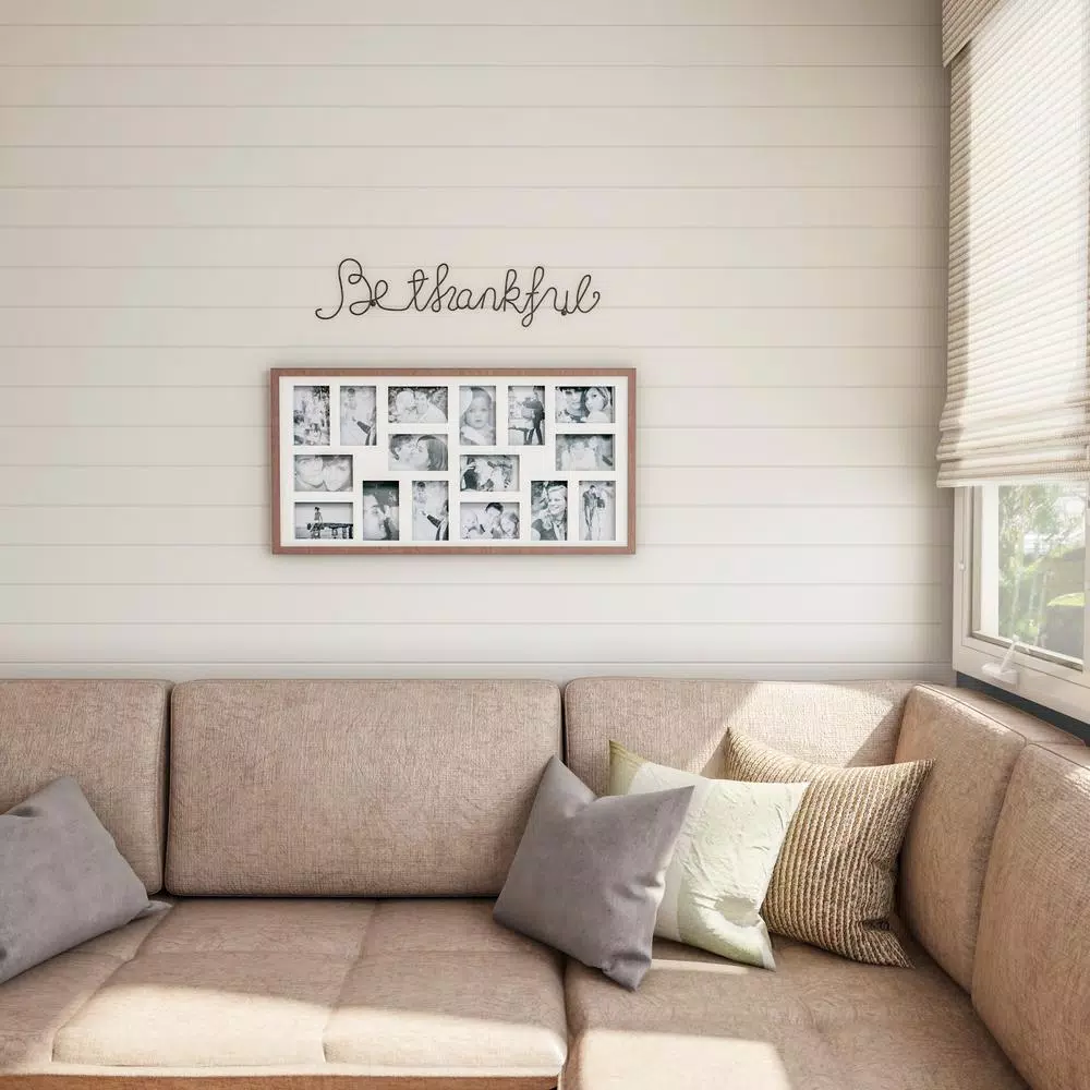 Lavish Home Be Thankful Metal Cutout Wall Decor Sign, Black Farmhouse Style