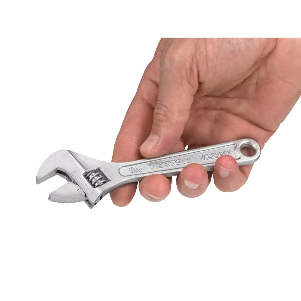 TEKTON 6 in. Adjustable Wrench, Carbon Steel with Satin Chrome Finish