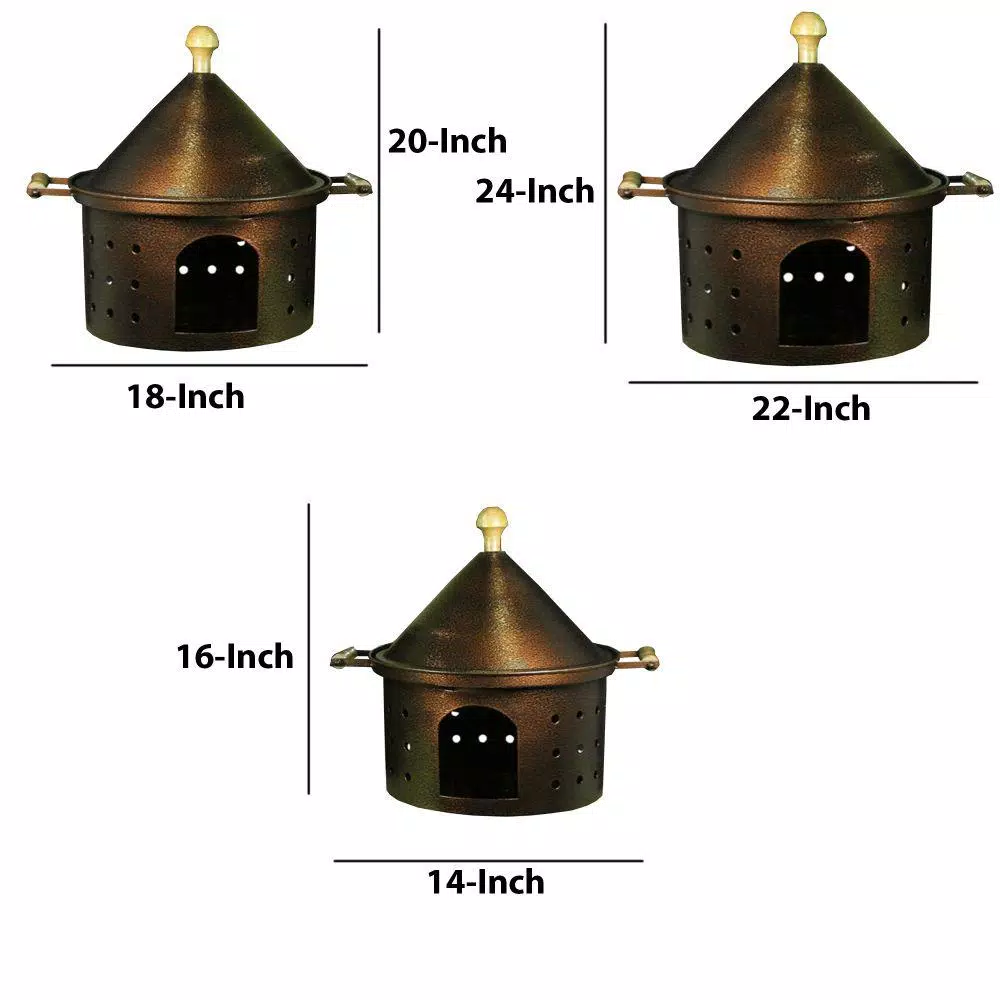 Benjara Bonny 25 qt. Bronze 3-Piece Metal Chafing Dish Set with Steel Tub