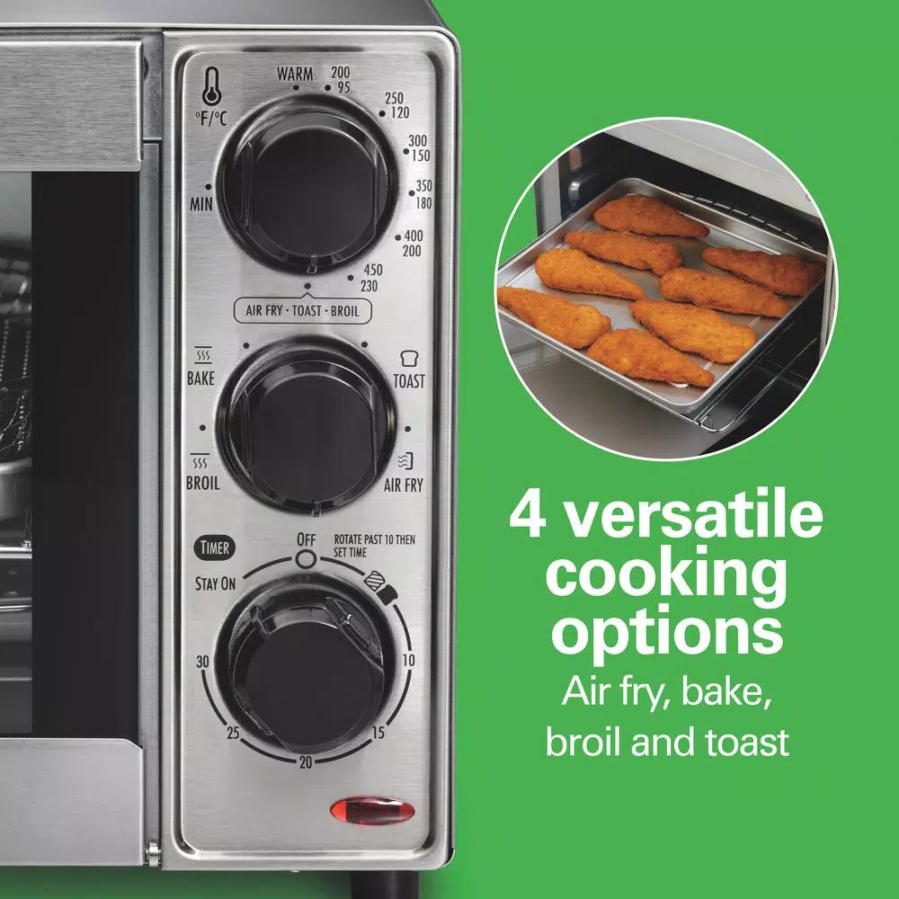 Hamilton Beach Sure-Crisp 4-Slice Air Fryer Toaster Oven, Stainless Steel