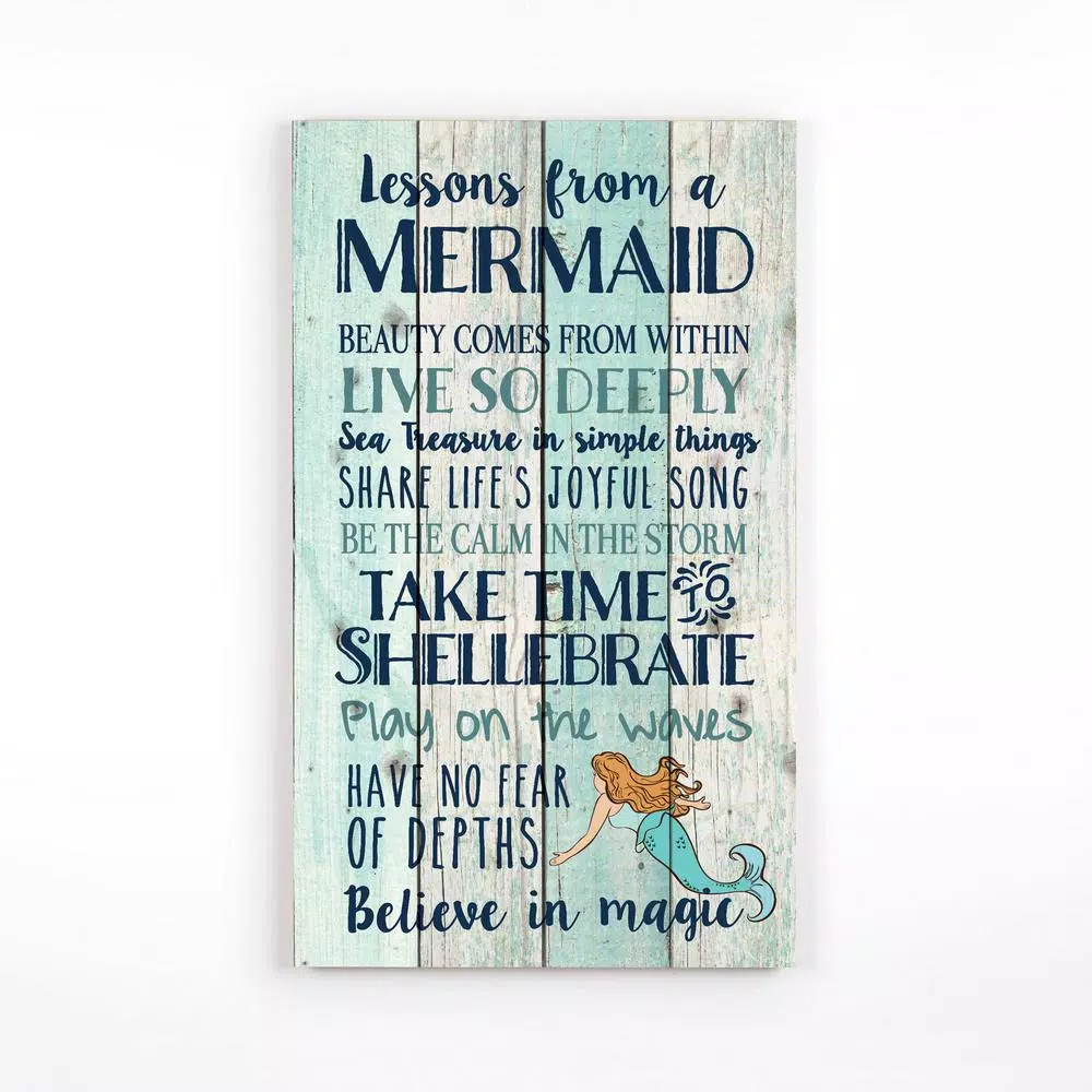 P Graham Dunn Lessons from a Mermaid Wood Pallet Sign - Rustic Beach & Nautical Cottage Wall Decor