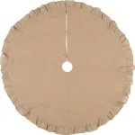 VHC Brands 55 in. Jute Burlap Natural Tan Rustic Holiday Tree Skirt with Flannel Lining thumbnail 1