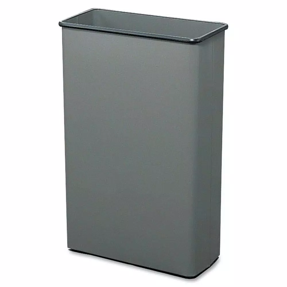 Safco 22 Gal. Gray Rectangular Heavy-Duty Steel Trash Can, 88 Qt. Capacity