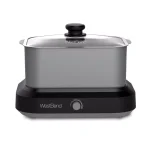 West Bend 6 Qt. Silver Non-Stick Versatility Slow Cooker with Griddle Base, Travel Lid, and Thermal Tote thumbnail 1