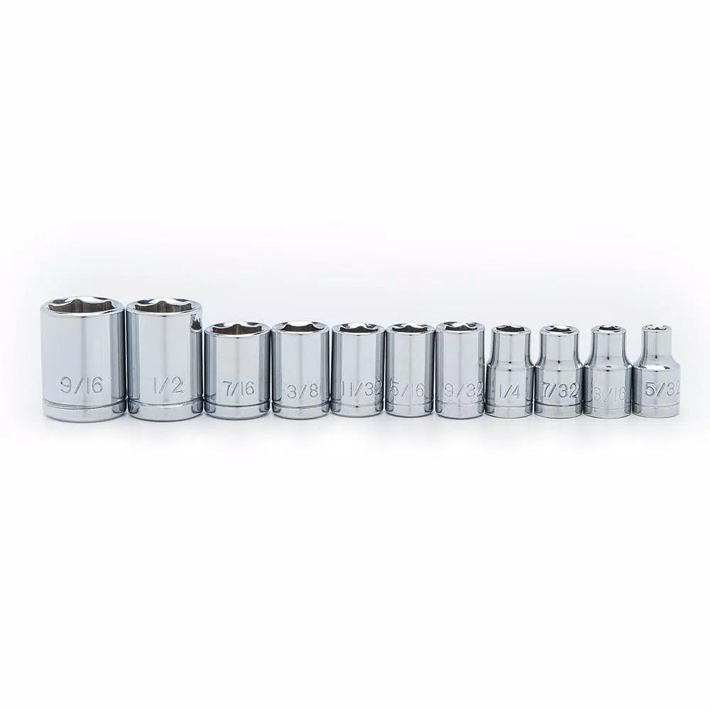 Husky 46-Piece Stubby Ratchet and Socket Set with 1/4 in. and 3/8 in. Dual Drive Ratchet