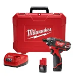 Milwaukee M12 12V Lithium-Ion Cordless 1/4 in. Hex 2-Speed Screwdriver Kit with Two 1.5 Ah Batteries and Case thumbnail 1