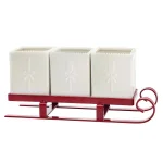 Godinger White Metal Santa Sleigh Flatware Caddy for Christmas Tabletop Decor thumbnail 1