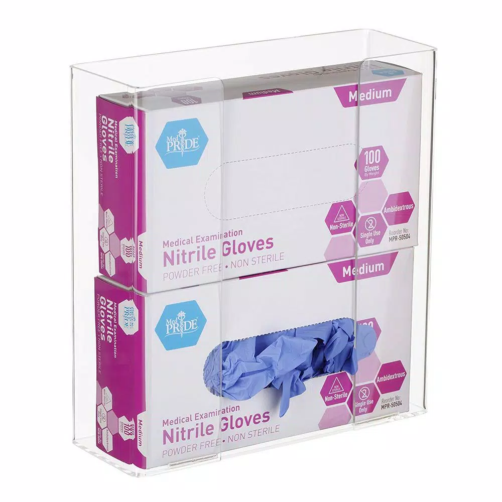 AdirMed Double Box Capacity Acrylic Glove Dispenser, Clear Wall Mount