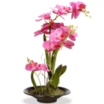 National Tree Company 17.32 in. Pink Silk Orchid Floral Arrangement in Black Ceramic Pot thumbnail 1