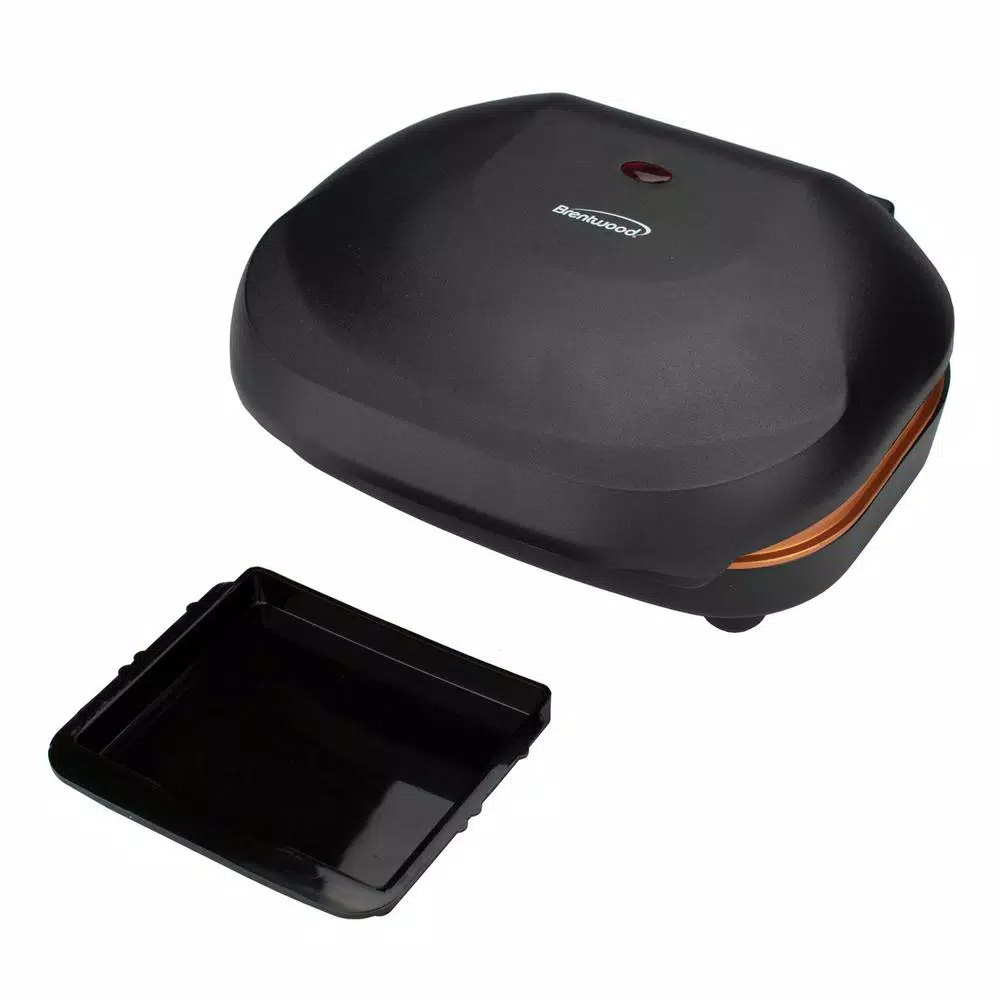 Brentwood Appliances 750W Indoor Electric Copper Grill and Panini Press, 2-Serving, Black