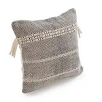 LR Resources Zanthia Black and Natural Striped Hypoallergenic 100% Cotton 20 in. x 20 in. Throw Pillow thumbnail 4