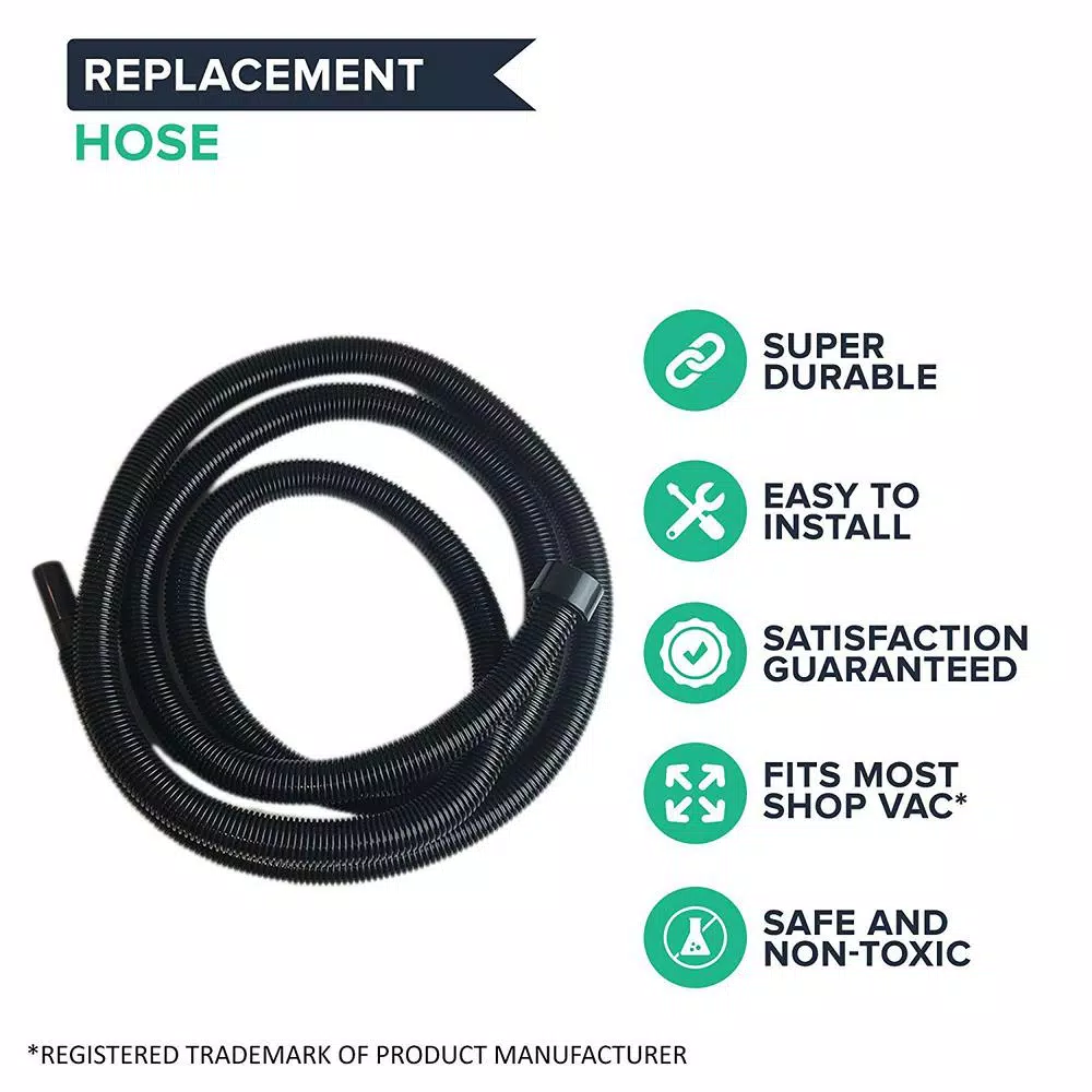 Think Crucial 10 ft. Replacement Vacuum Hose for Shop-Vac, Ridgid, and Craftsman Wet/Dry Vacs, 2-1/4 in. Cuff