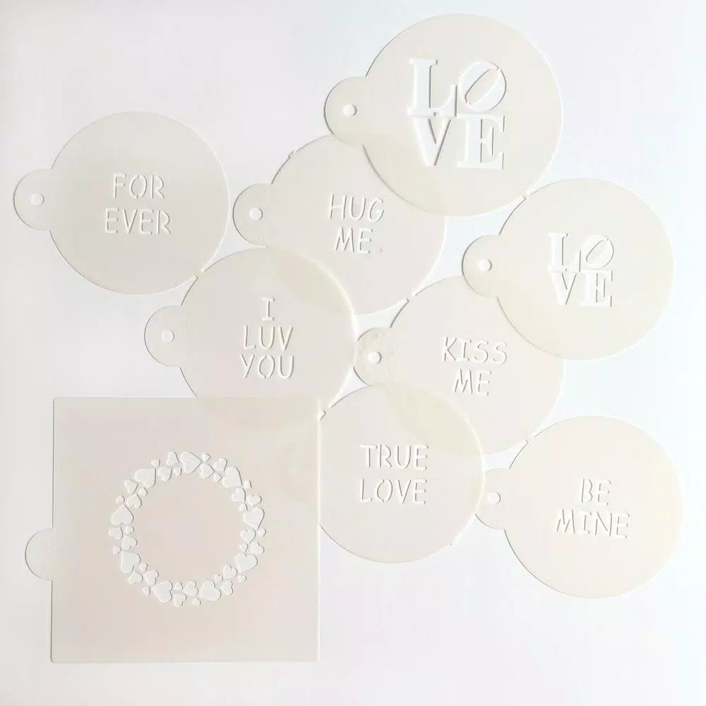 Designer Stencils Sweetheart Sayings Cookie Stencil Bundle - 9 Pattern Decorating Set
