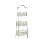 Litton Lane Vintage White 3-Tier Metal Wire Basket Cake Stand - Farmhouse Serving Tray thumbnail 1