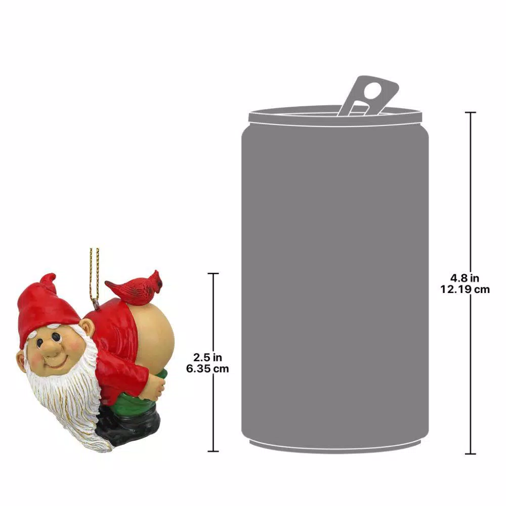 Design Toscano Loonie Moonie Gnome Holiday Ornament, Hand-Painted Resin