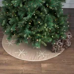 VHC Brands 48 in. Pearlescent Natural Tan Coastal Christmas Tree Skirt with Snowflake Pearl Buttons thumbnail 3