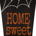 Glitzhome 42 in. Halloween Wooden Coffin Porch Leaning Decor - Home Sweet Home Sign thumbnail 3