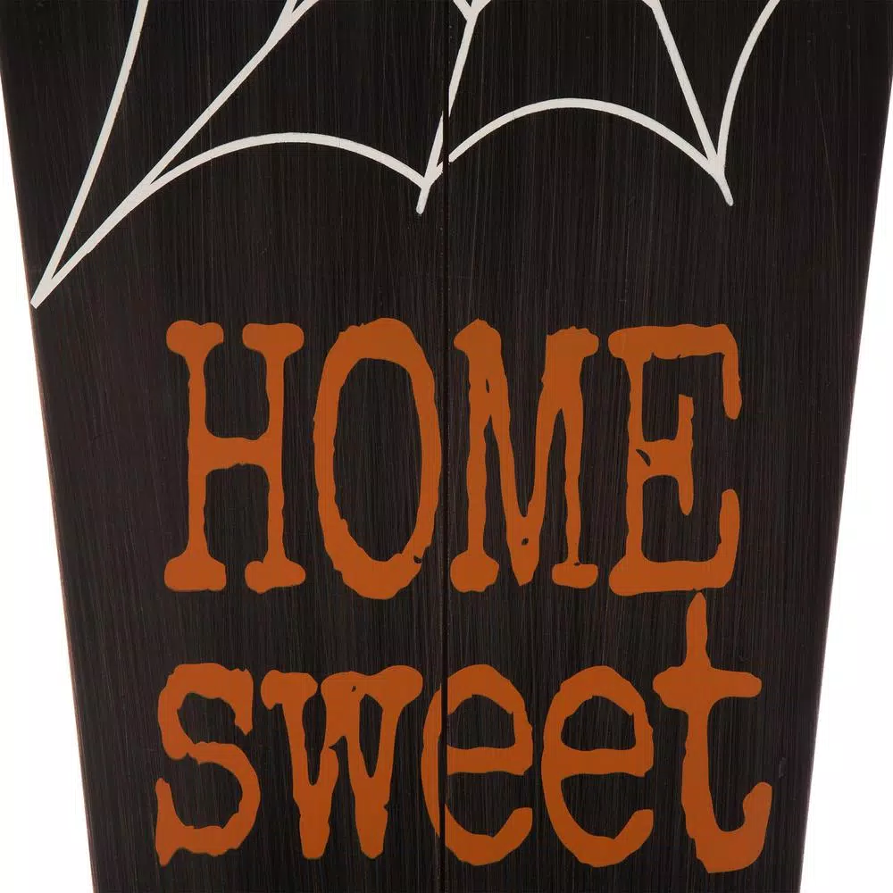 Glitzhome 42 in. Halloween Wooden Coffin Porch Leaning Decor - Home Sweet Home Sign