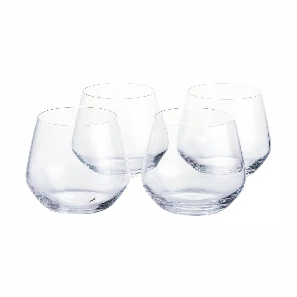 Home Decorators Collection Genoa 18.5 oz. Lead-Free Crystal Stemless Wine Glasses, Set of 4
