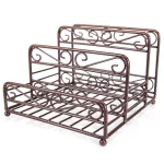 Home Basics Bronze Coated Steel Condiment Server Caddy with Spiral Design, 3 Compartments thumbnail 2