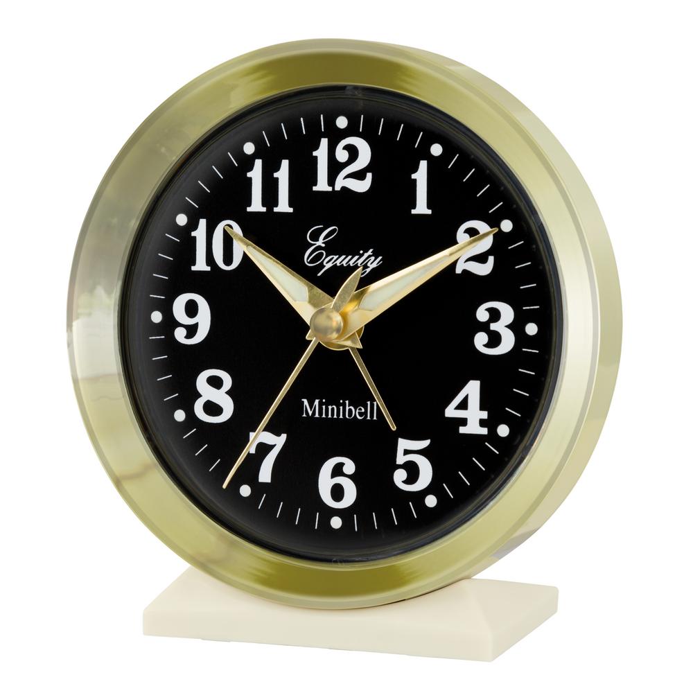 Equity by La Crosse 4 in. Round Analog Wind-Up Bell Metal Alarm Clock - Gold
