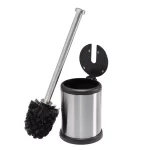 Bath Bliss Stainless Steel Toilet Brush and Holder Set with Self-Closing Lid thumbnail 1