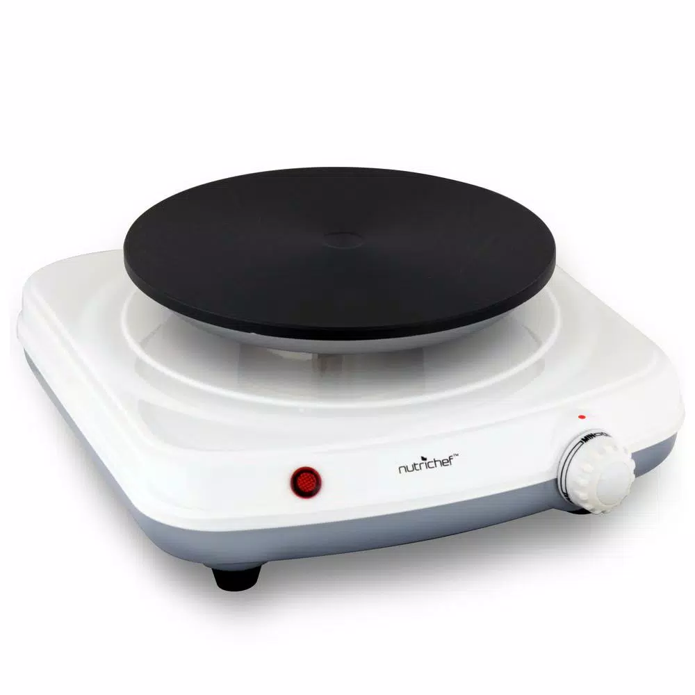 NutriChef White Electric Countertop Hot Plate Buffet Burner with Adjustable Temperature Control