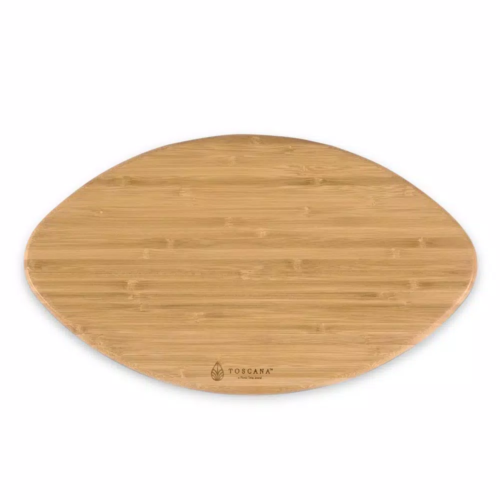 Picnic Time Touchdown 16 in. Oval Bamboo Football Cutting Board and Charcuterie Serving Tray
