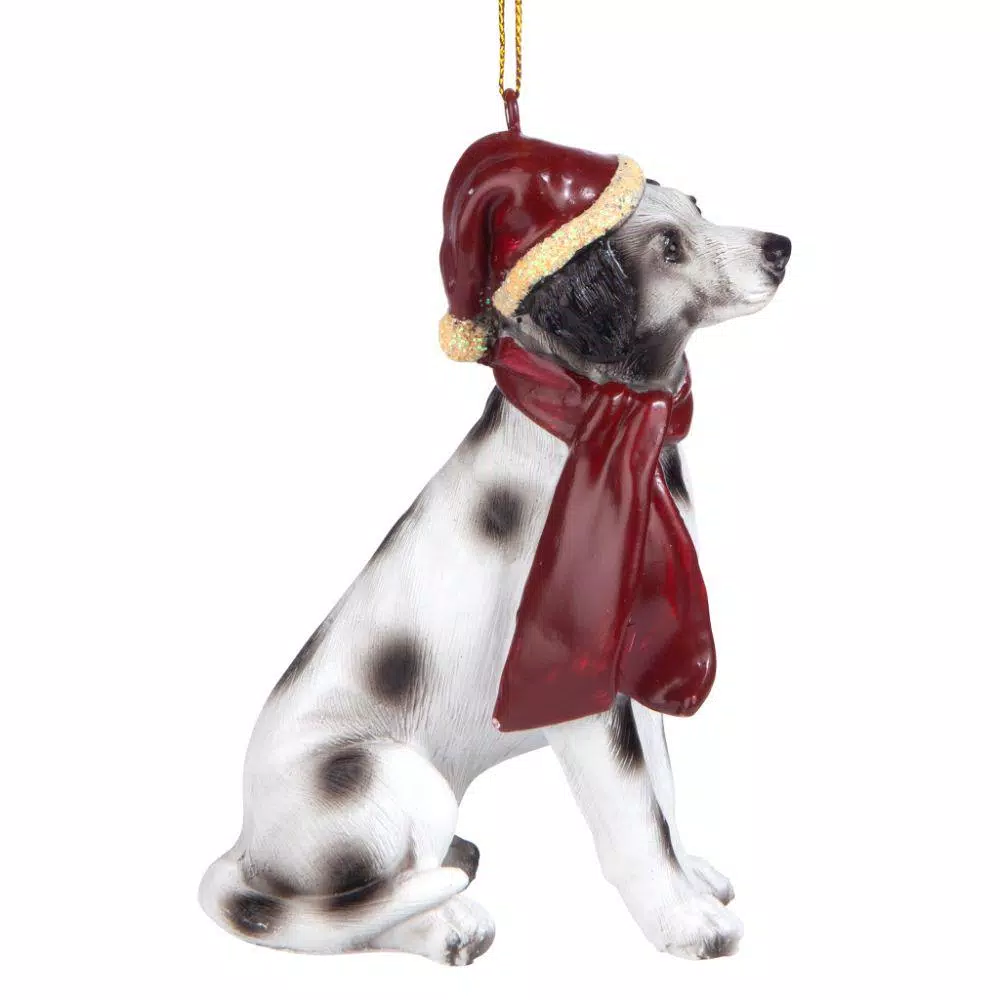 Design Toscano Dalmatian Dog Holiday Ornament Sculpture with Santa Hat and Scarf