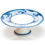 Abigails Elena Ceramic Cake Plate - Hand-Painted Acanthus Design - Blue thumbnail 1
