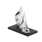 LITTON LANE 9 in. Stylized Sailboat Decorative Sculpture - Polished Silver Aluminum on Black Wood Base thumbnail 5