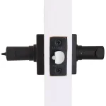 Defiant Highland Matte Black Keyed Entry Door Lever with Square Rose thumbnail 4